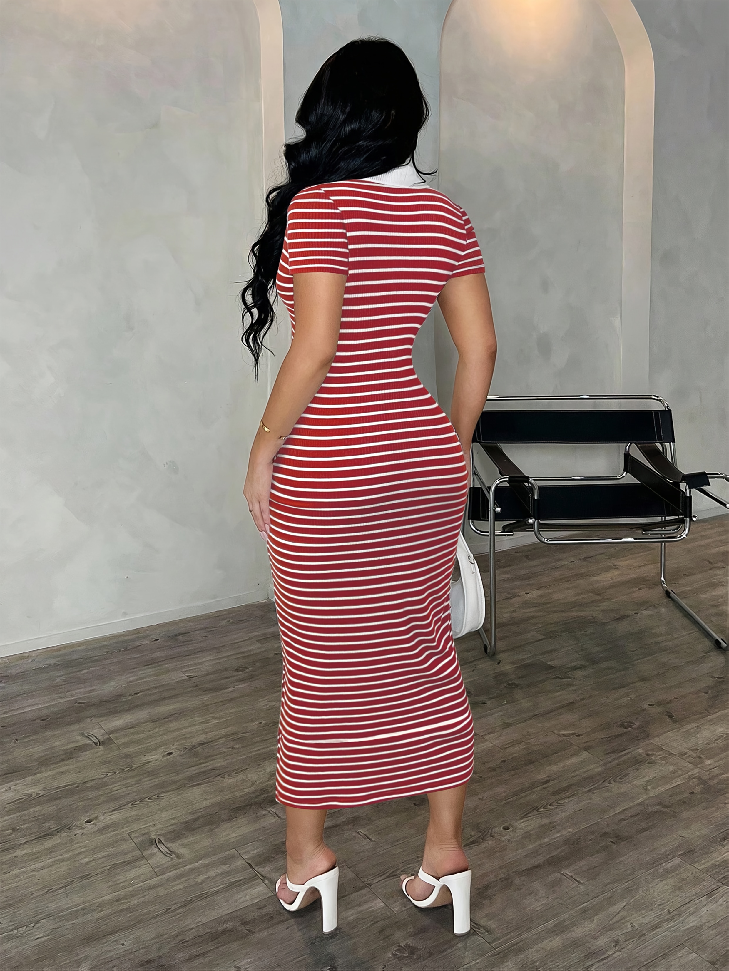 fitted midi dress casual Red Halter Midi Casual Summer Dress with Pockets Winterberry Red / XSmall