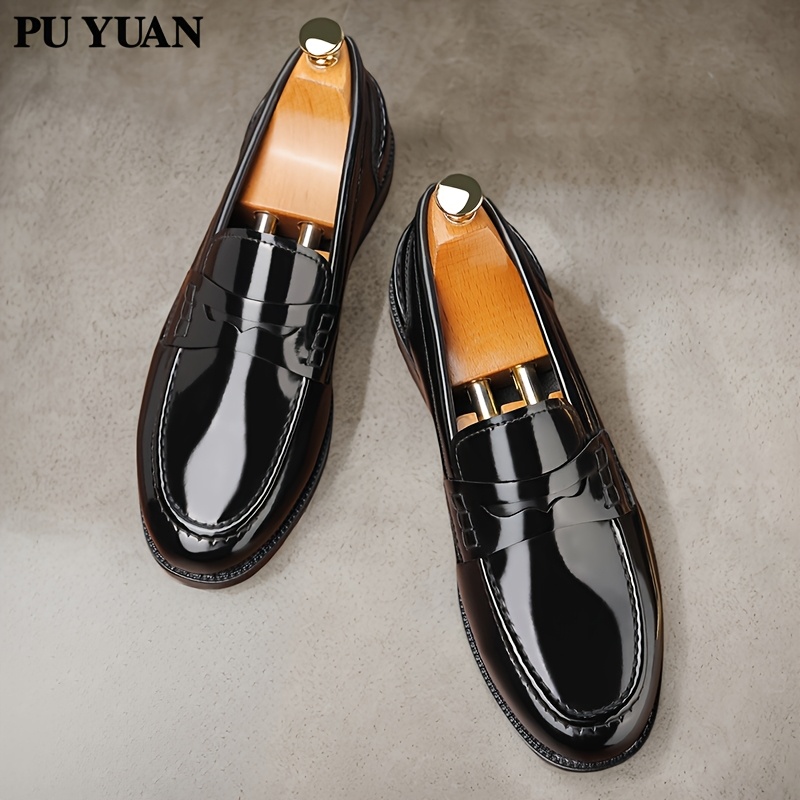 zapatos de negocios informales de talla   para hombre - zapatos de vestir sin cordones con punta, parte   de   y   de goma para  , viajes, senderismo - comodidad para    , zapatos versátiles | estilo de negocios informales |   de goma  , zapatos elegantes 2