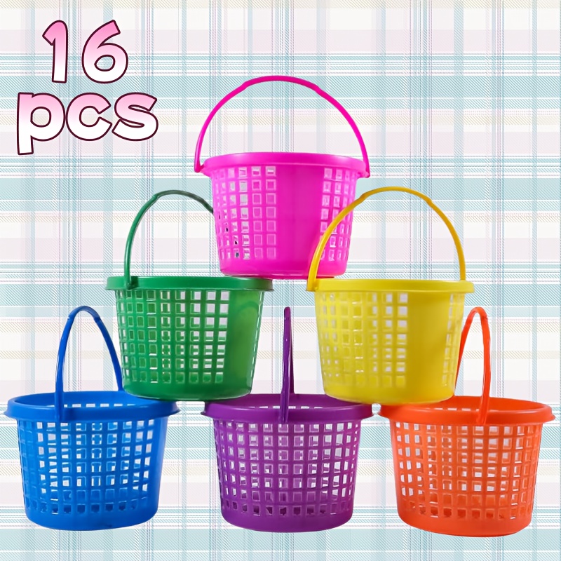 set of 16 plastic baskets for easter   bulk use ideal for themed garden parties and suitable for holding easter eggs and treats 0
