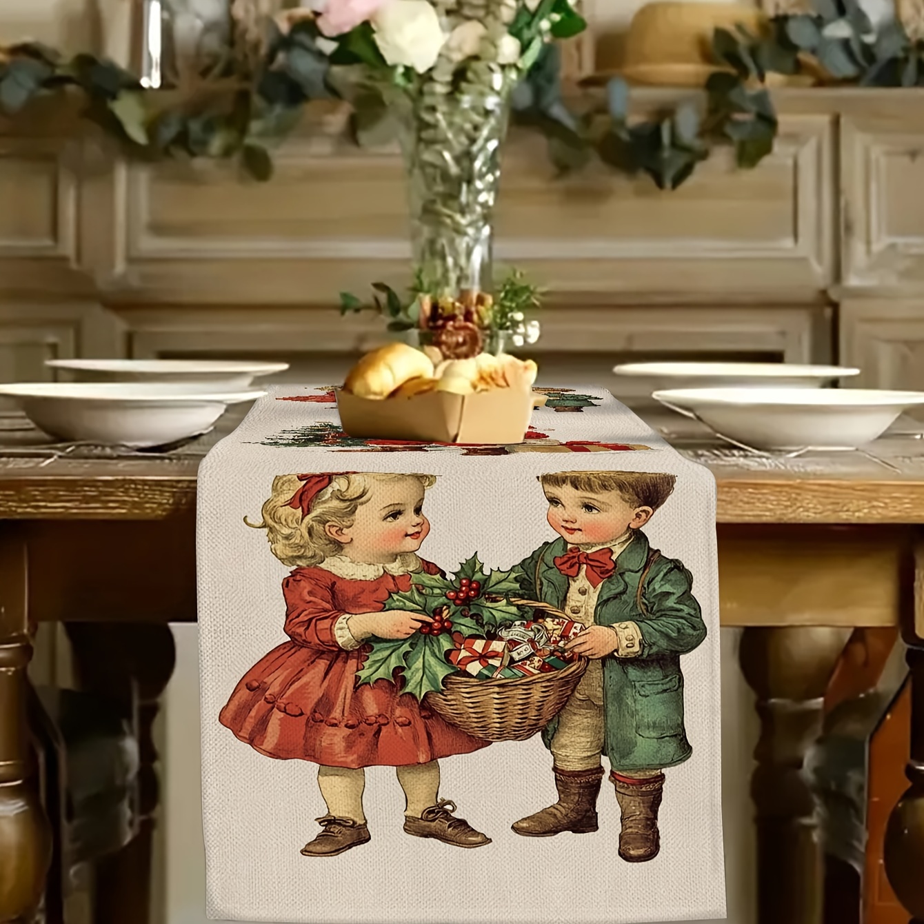 

au de Panier Cadeau de - Mélange de Lin, Rectangulaire, la Décoration de la Table et de pendant les Fêtes