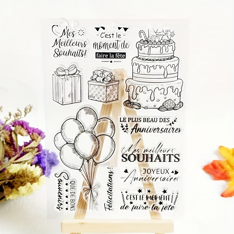 

Birthday Celebration Clear Stamp Set: Includes Cake, Balloons, Gifts, And Festive Phrases For Card Making And Diy Scrapbooking