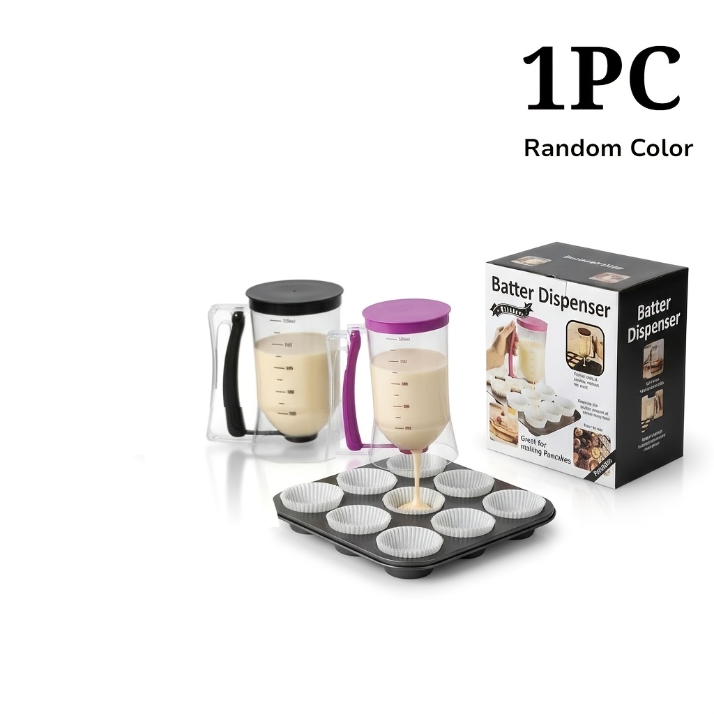 Image of Upgraded 800ml Pancake Batter Dispenser, Handheld Graduated Funnel With Measurement Marks, Non-drip Pastry Dough Mixer For Cupcakes, , Cakes & Muffins, Baking Too, Random Colorful
