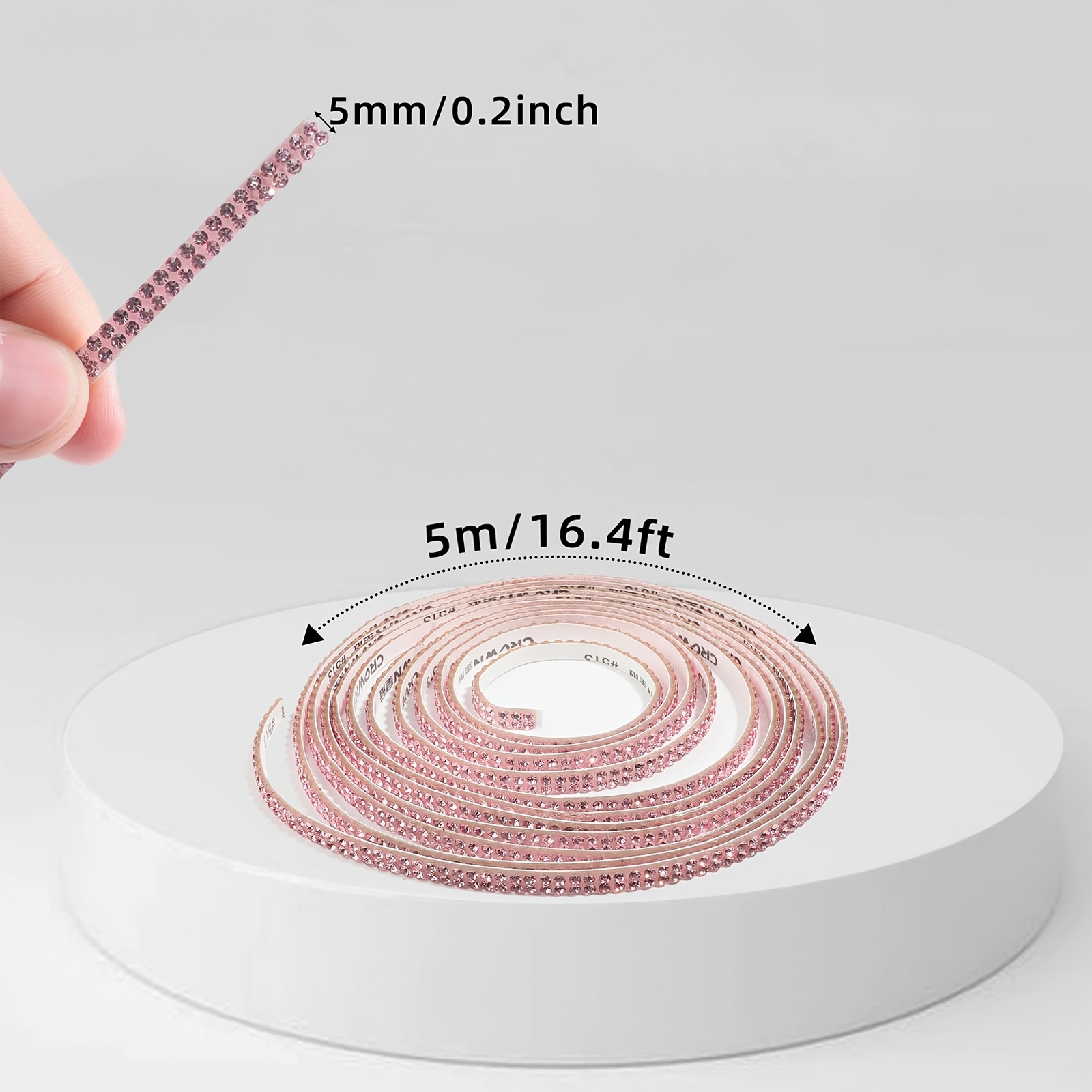 Image of 35.4inch Bling Car Trim Self-adhesive, Car Dashboard Decorations, Car Trim Strips Line Molding For Car Dashboard Decoration Door Stickers, Car Additions (pink/white)