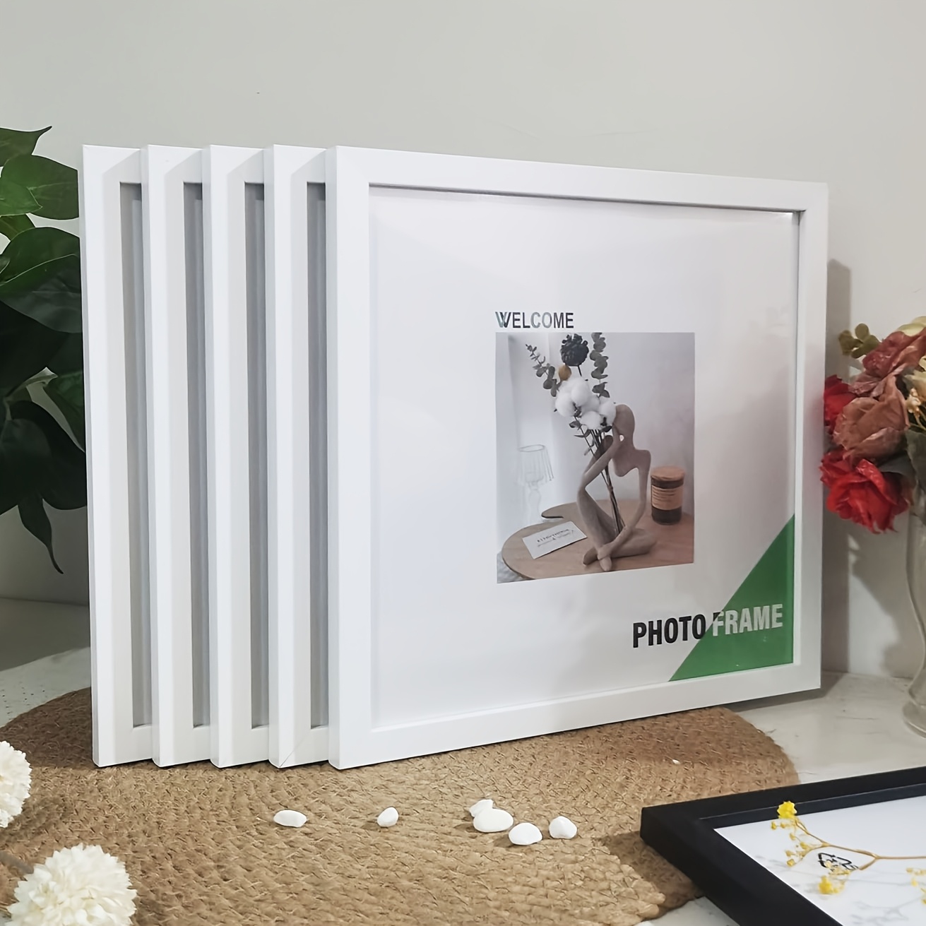 5pcs Square Photo Frame Set - 15/20/25/30cm, Tabletop & Wall-mountable Displays, Picture Frames Home Decor Commemorative Gift, Photo Display (fits 6x6 To 12x12 Inches)