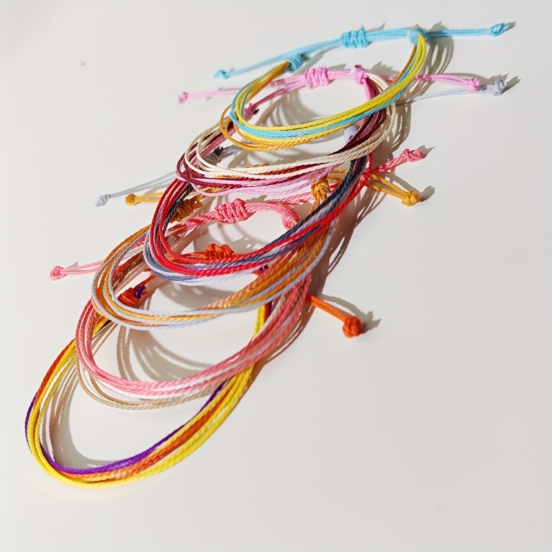 6pcs Colorful Waterproof Wax Cord Braided Bracelets-Adjustable Lightweight