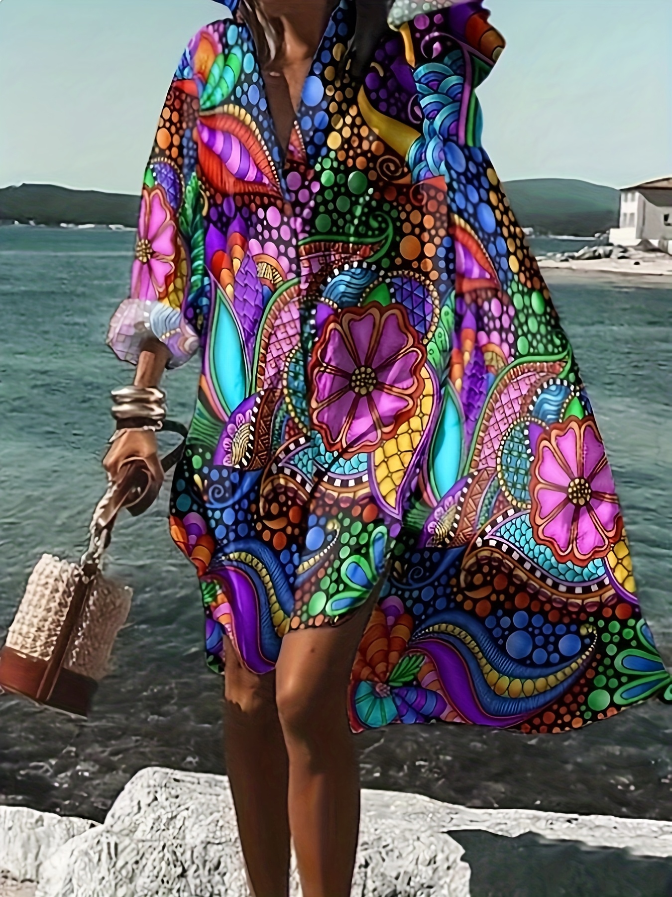 floral sheer beach dress Floral Sheer Cover Up Dress  Thrift On the Ave