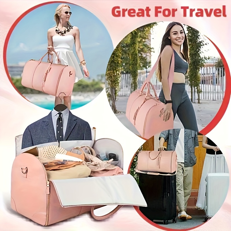 New Women'S Foldable Suit Travel Bag, Multifunctional Storage Bag, Large  Capacity Oversized PU Tote Luggage Bag, Versatile Clothing