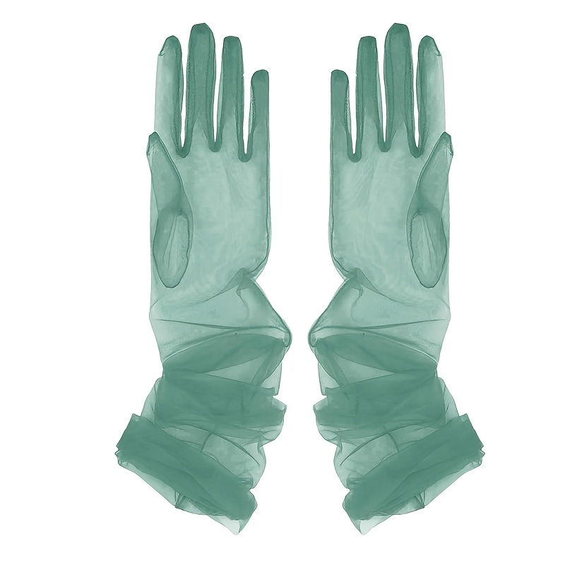 TEMU Women's Long Green Tulle Mesh Opera Gloves U2013 Emerald Dark Green And Elbow Length Evening Gown Tulle Sleevelets For Wedding, Prom, Party,