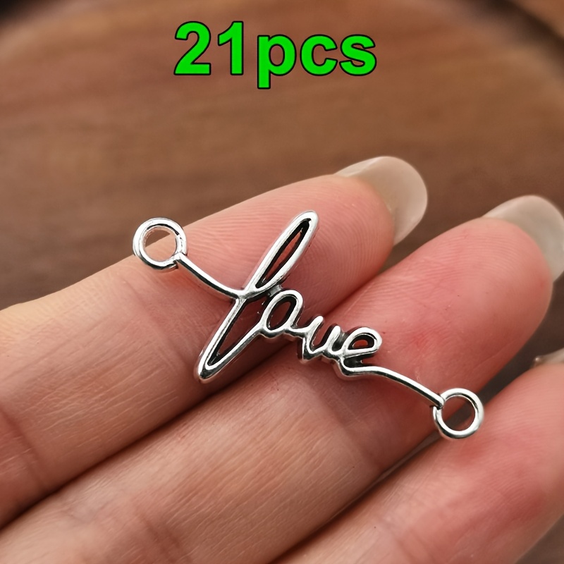 TEMU 21pcs Love Faith Connector Charms, Women's Fashion Pendant Charm, Handmade Necklace, Earrings, Bracelet, Anklet Additions, Bohemian Style,