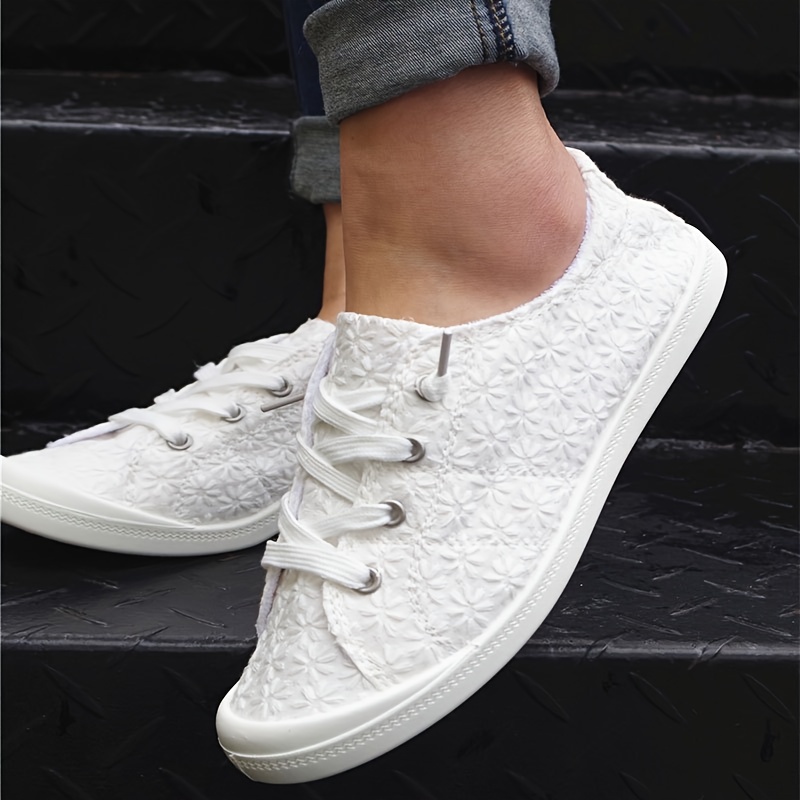 [sneakers] Casual Flat Shoes For Women, Featuring Stylish White Snowflake, Designed For , Lightweight, With , And A Low-top Style