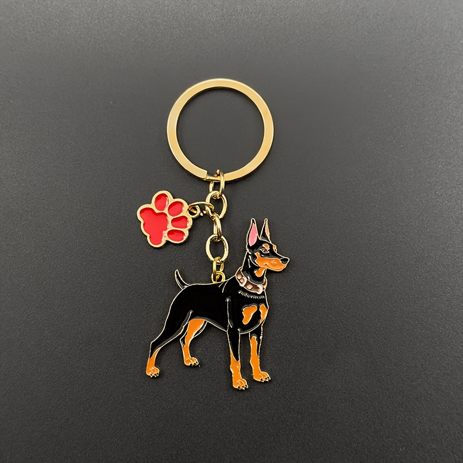 TEMU 1 pieza Llavero colgante y de dibujos animados de dóberman, elegante dije para equipaje de perro mascota, colgante de mascota, pequeño regalo de