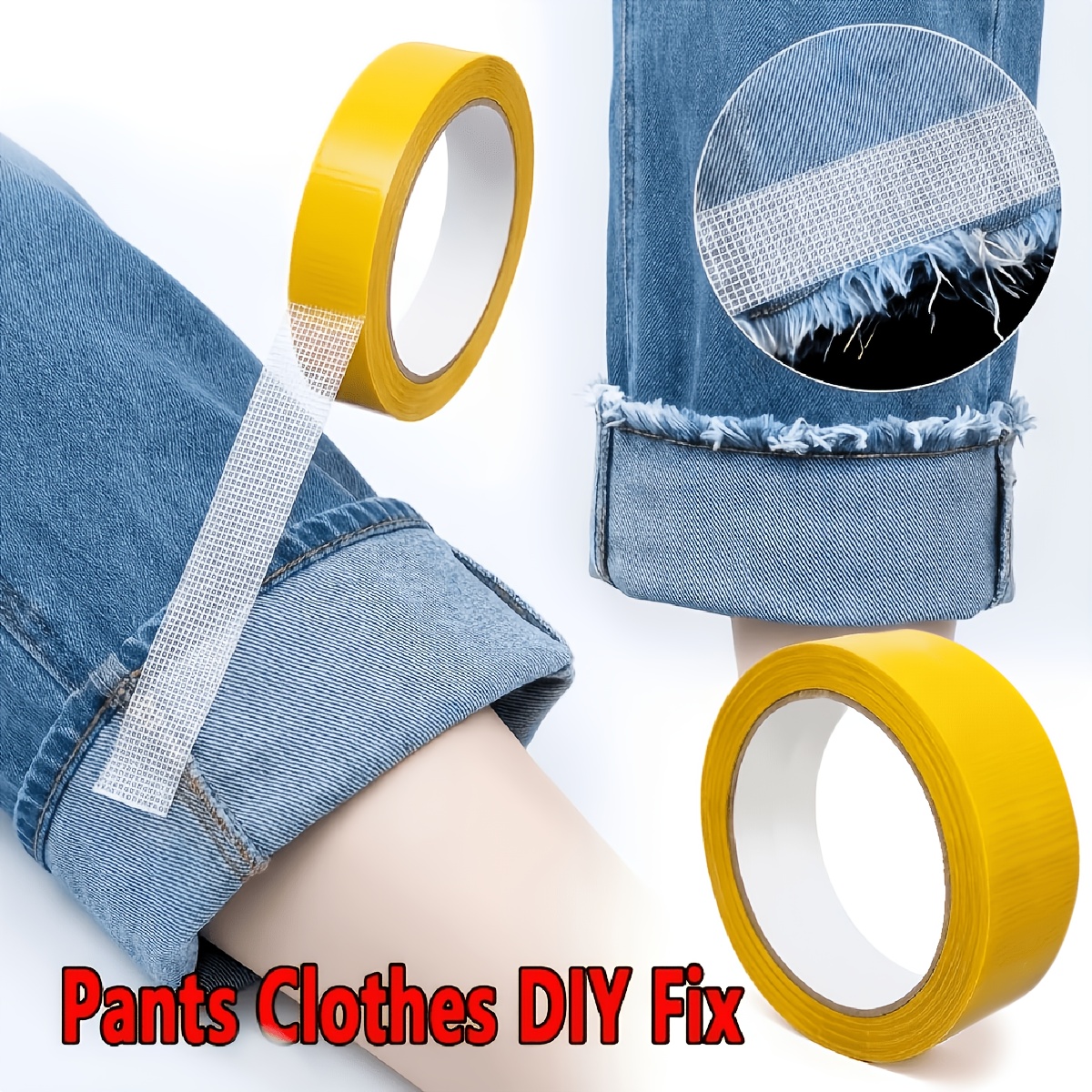 2 Rolls 550cm No-sew Fabric Tape, Adhesive Clothing Tape, Suitable For Pants And Clothes Diy Repair