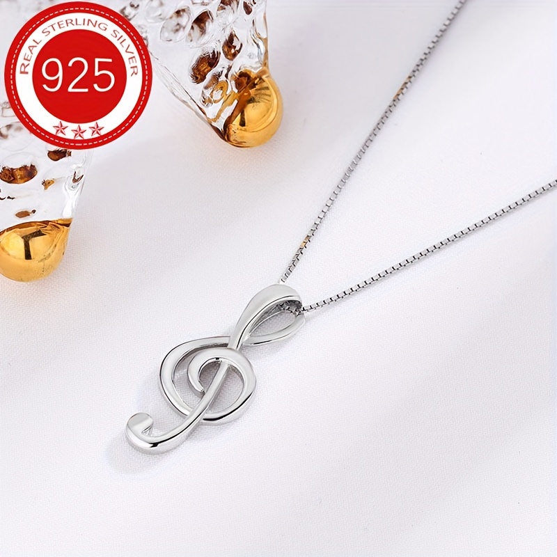 

925 Silver Personality Simple Temperament Design Note Necklace Korean Temperament Music Chain Fashion Jewelry Christmas Gift Send Girlfriend Send Wife Send Grandma Birthday Gift