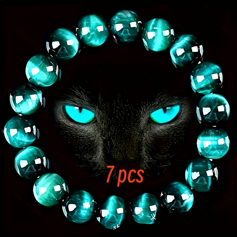 E-shop 7-teiliges Armband aus blauem Tigerauge, ein stilvolles Geschenk aus künstlichem Kristall, geeignet für Männer Frauen jeden Alters. Ein Geschenk