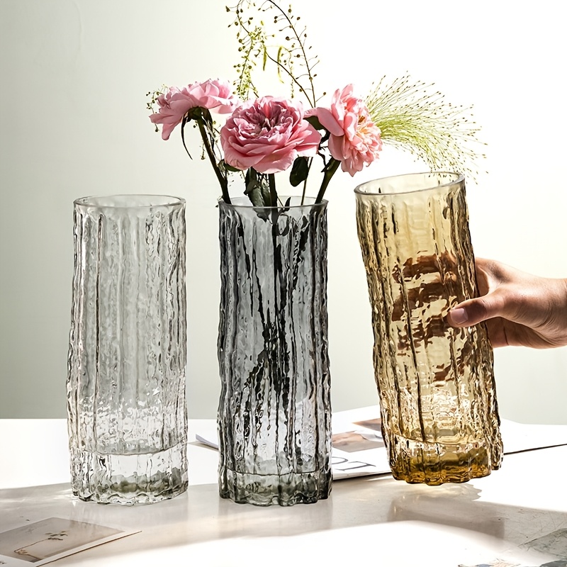 

1pc Cylinder Vase, Extreme Design, Transparent Flower Arrangement, Living Room Dining Table Decor, No Electricity Or Battery Needed