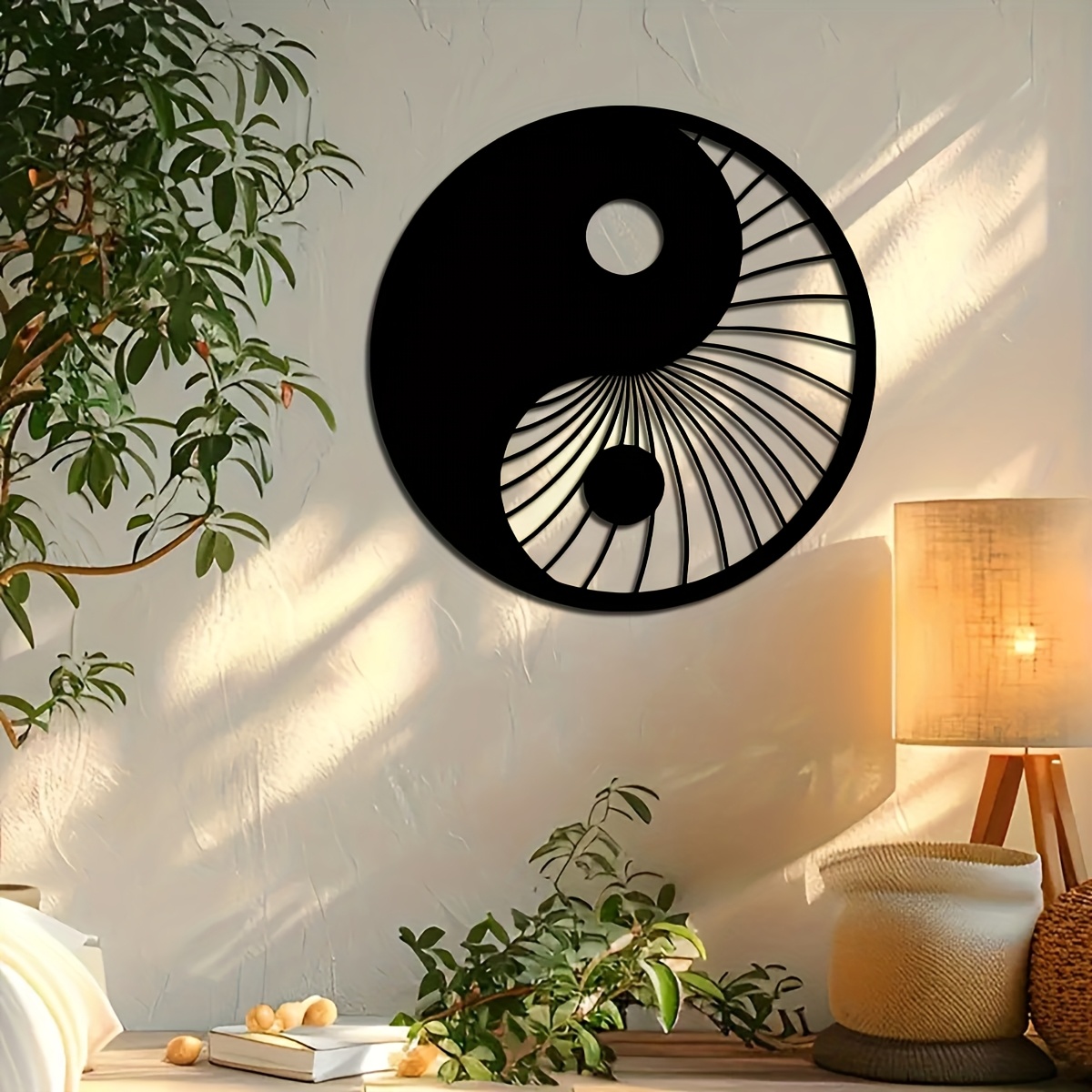 TEMU 1pc Large Yin Yang Metal Wall Art - Black And White Symbol Of Balance Decoration - Sturdy Iron Construction - Indoor/outdoor Home, Office,