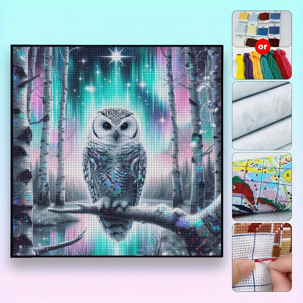 Creative Fantasy Owl Theme Cross Stitch Painting Kit, DIY Embroidery Craft