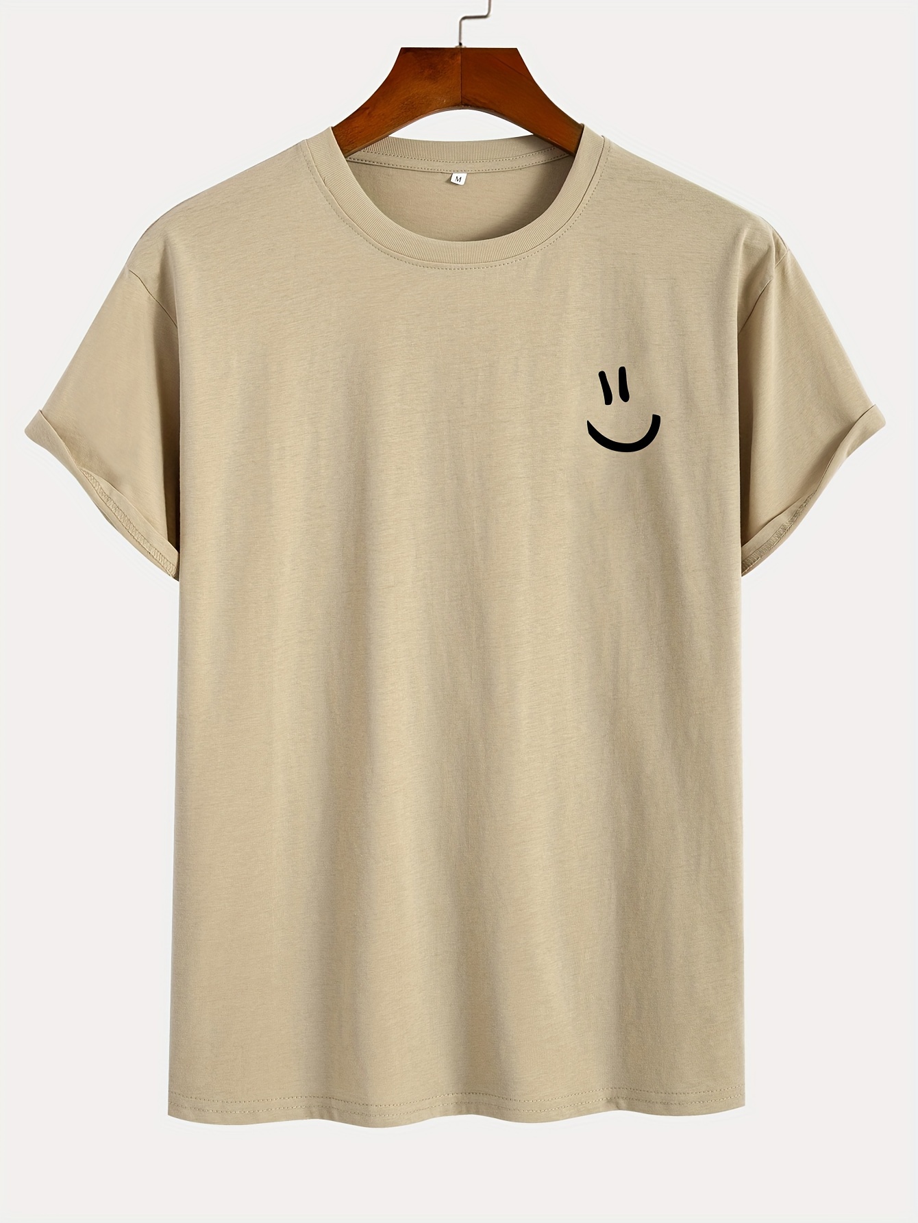 Men's 100% Cotton White T-Shirt with joyful Face Print - Minimalist Round Neck Short Sleeve Casual Casual Attire, Soft Breathable Fabric, Left Chest joyful Face Design, Minimalist White Tee for Men, Versatile for Casual & Formal Outfits, Hand Washable, Regular Fit, Plain White with joyful Face Graphic, Smooth Texture, No Stretch Fabric, Basic Style for Layering, Suitable for Casual Attire, Round Neck T Shirt for Men, T Shirt for Men High Quality, Funny T Shirts,
