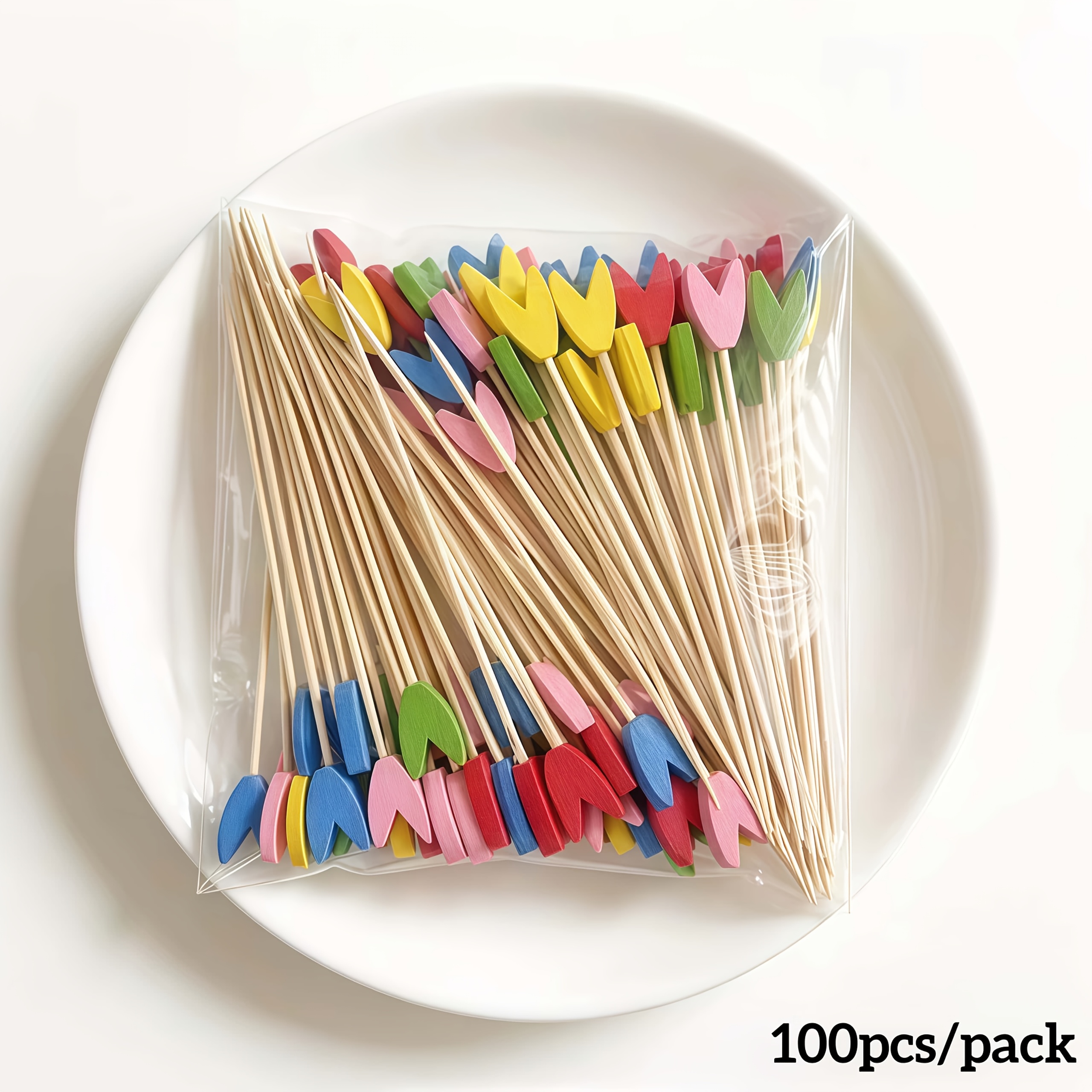 Image of 100pcs/pack(13cm/5.12in) The Creative And Cute Tulip Are Suitable For Bars, Restaurants, Parties, Fruit Platters And Decoration