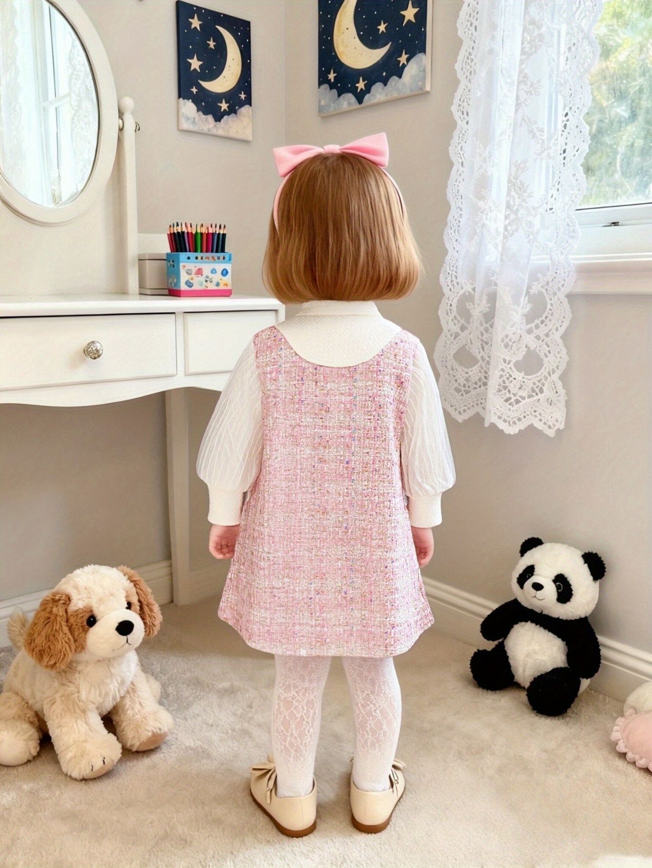 new arrival girls   dress princess   umbrella dress with stand collar long sleeves short wedding guest gown for christening outfit hand washable Product details 0