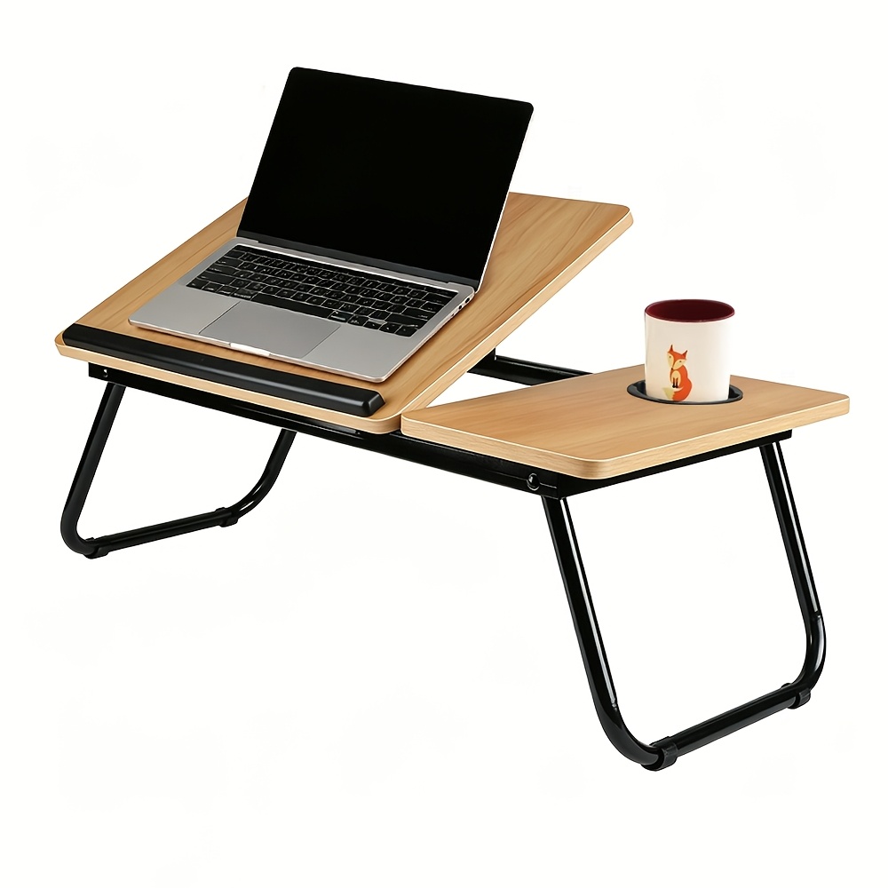 TEMU Table Pliable pour Ordinateur Portable, Plateau de Petit-Déjeuner pour Canapé/Lit, Bambou, 60X40Cm, Hauteur et Inclinaison Réglables, avec