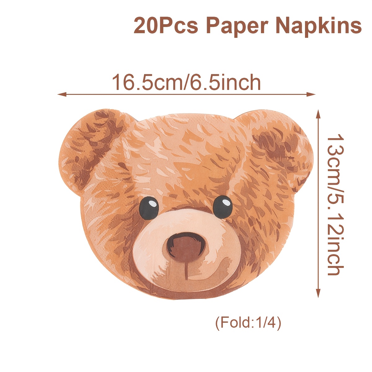 TEMU 20 Stück, Serviette, Teddybär-Papierservietten, braune Teddybär-förmige Einweg-Servietten, unregelmäßiges kleines Bären-Taschentuch,