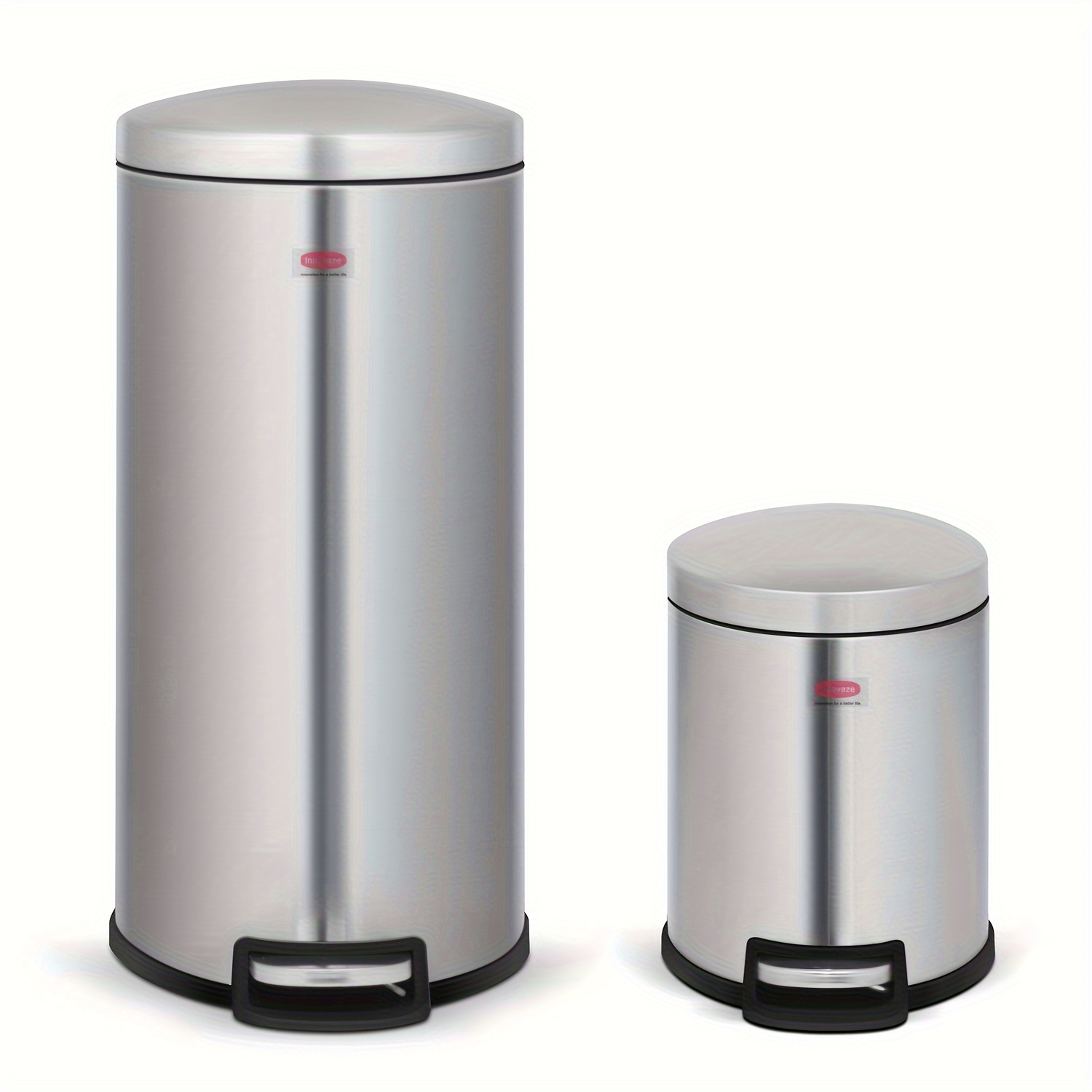 

8 Gallon 3 Gallon Stainless Steel Step-on Trash Can Set - Kitchen And Bathroom, And , Operation, Fingerprint-resistant