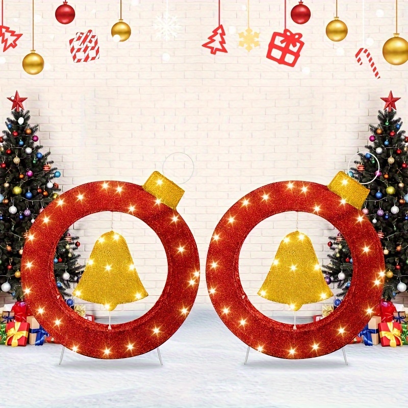 

2pcs Christmas Round Lights, Christmas Wreath With Lights, Christmas Round Lights Outdoor Decorations, Christmas Decorations For Indoor And Outdoor Use