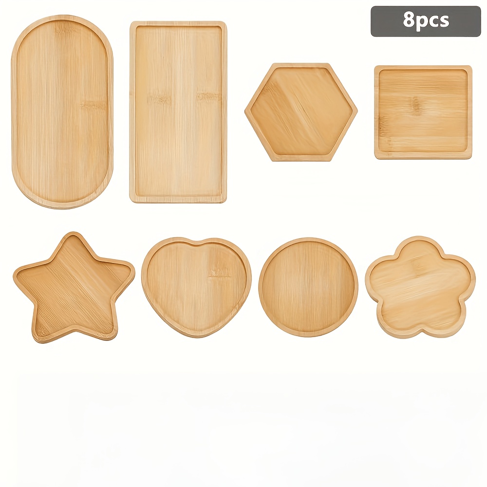 TEMU Set van 8 Houten Onderzetters in Verschillende Vormen, Perfect voor Projecten, Mozaïek Knutselen, en als een Uniek Cadeau voor Thuisdecoratie
