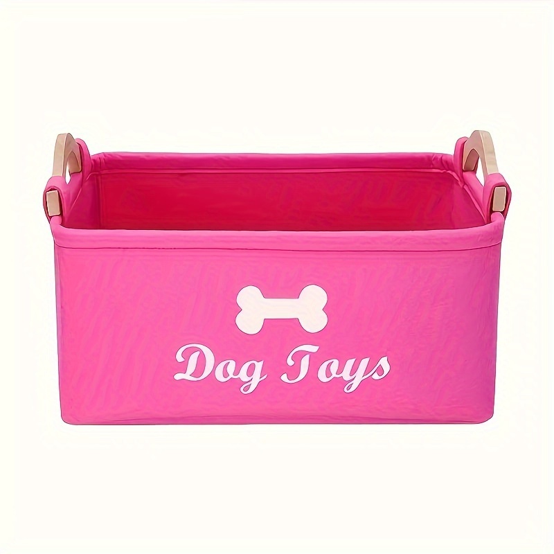 

Pet Dog Toy Basket, Felt Dog Toy Storage Box With Wooden Handle, Foldable Dog Storage Bin For Dog Toys And Accessories