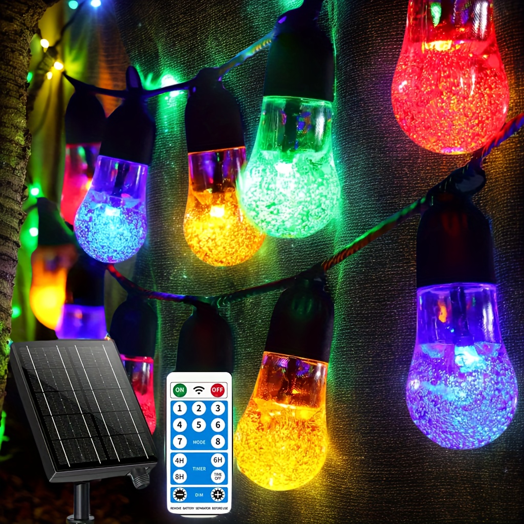 

59ftupgraded Pear Shaped Small Ball Solar Light String, Color Changing Hanging Led Light, Multi Color Solar Earth Light With Remote Control, Suitable For Outdoor Camping Tent Decoration, Parties