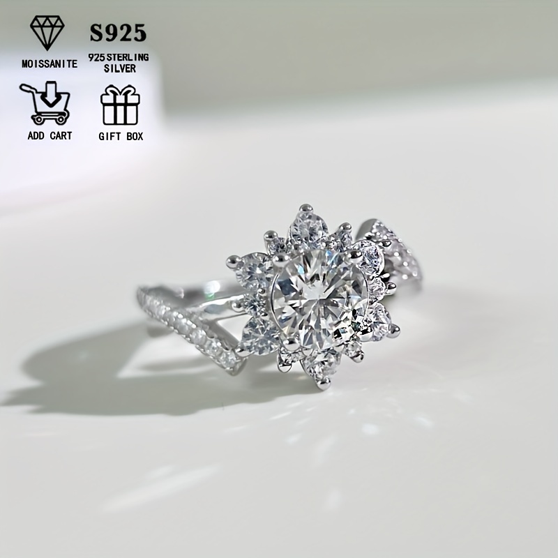 s925 sterling silver 1ct colored moissanite sunflower ring low allergic elegant and bohemian   for   and wedding   with moissanite gift box suitable for   ideal for valentines day details 2