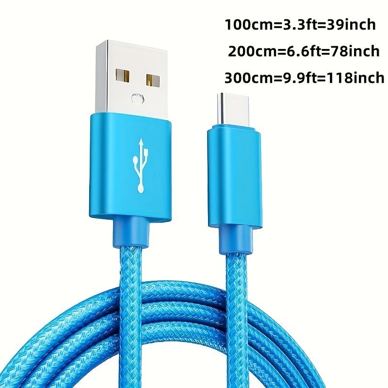 Cablu USB tip C 99,06 cm/198,12 cm/299,72 cm pentru încărcare rapidă și transfer de date pentru for Samsung Xiaomi Vivo OPPO Redmi și alte smartphone-uri USB C