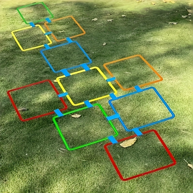 10pcs Agility Training Set with Colorful Jump Squares - Durable PP Plastic, Ideal for Outdoor Sports and Fitness Exercises, Enhances Quick Reaction and Agility, Perfect for Backyard Activities, Outdoor Fitness Equipment|Colorful Agility Squares|Durable Plastic Squares, Agility Training Equipment