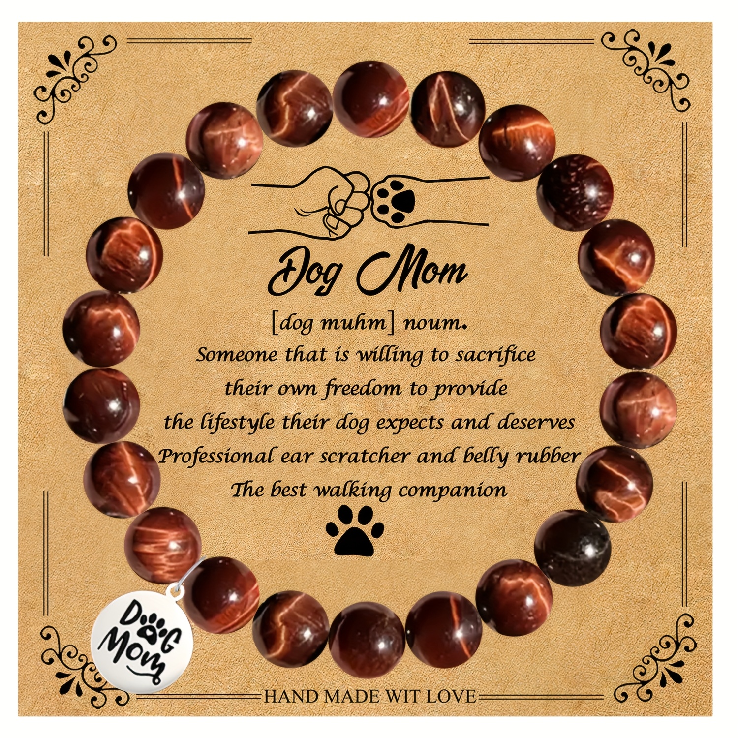 Dog Mom Bracelet with Gift Card for Valentine's Day