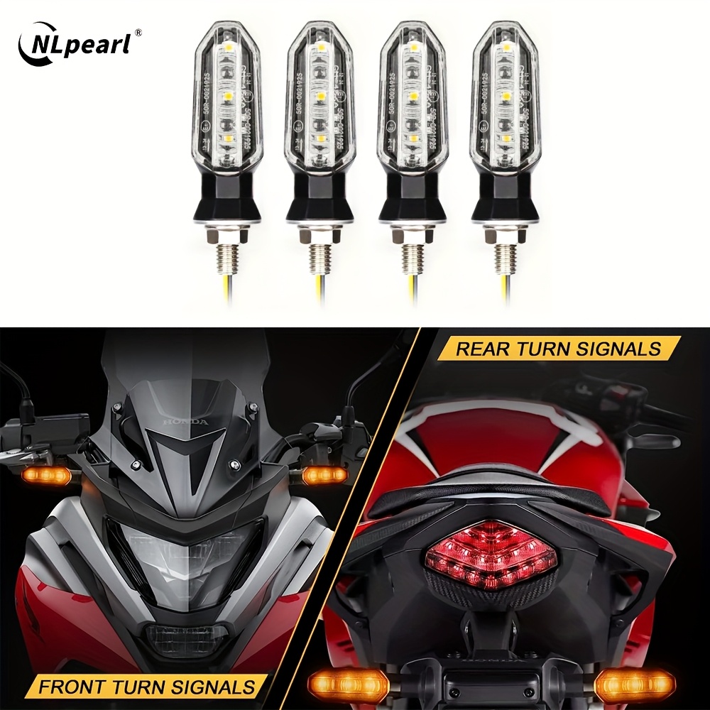 

2pcs Nlpearl Mini Motorcycle Led Turn Signal Lights, Amber Flashing Indicator Lamps, 12v, 8mm Bulbs, Front & Rear Turn , High , Abs Plastic Housing + Pc Lens,