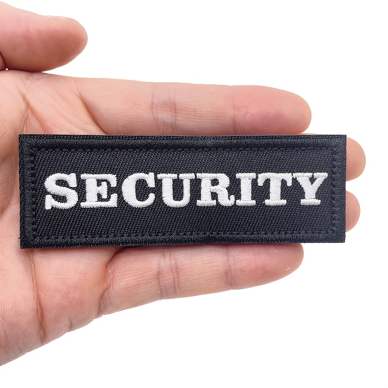 

1pc Small "security" Embroidered Patch With Hook & Loop - Black Fabric For Tactical Vests, Backpacks, Uniforms, Car Roof Decor