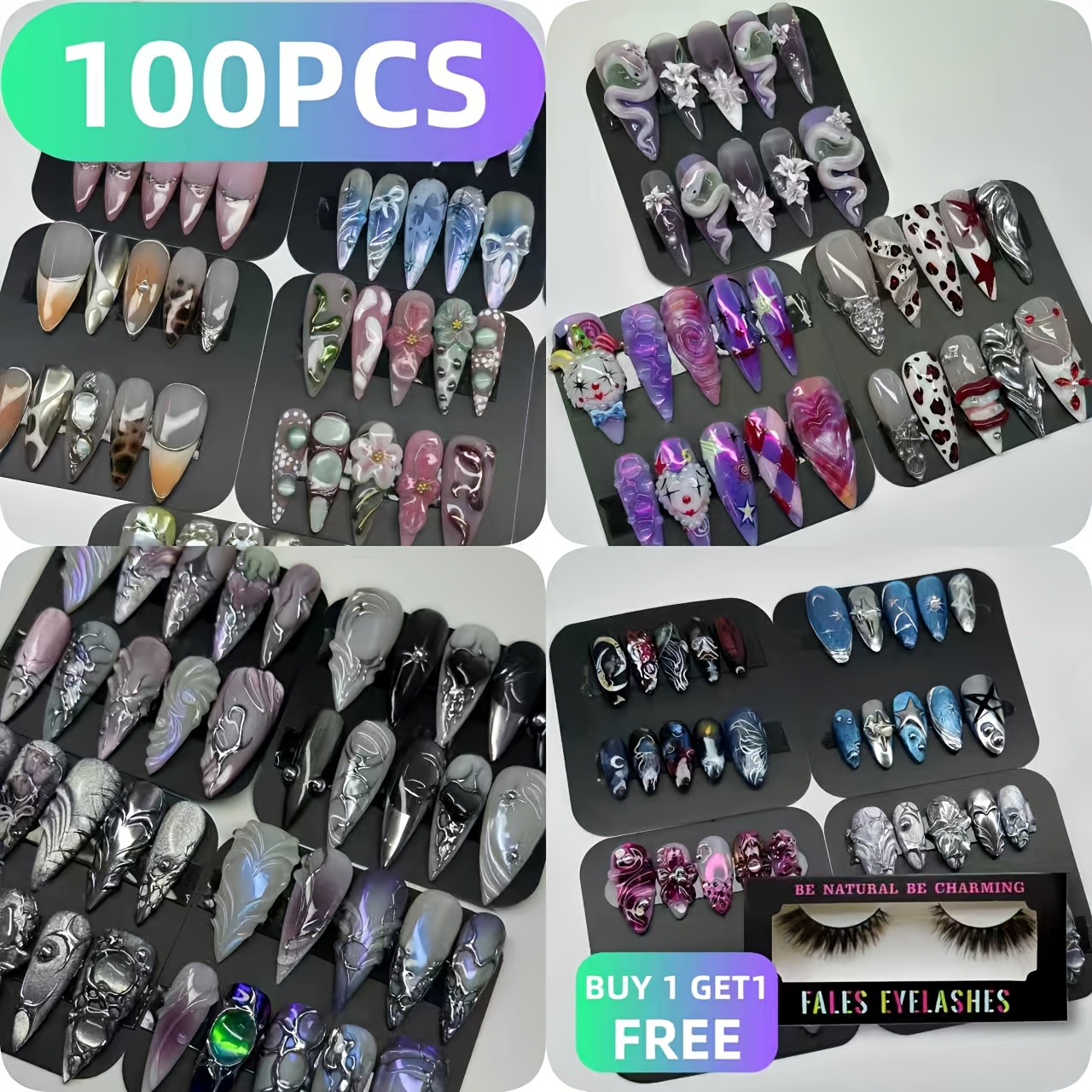TEMU 100pcs Handmade 10 Boxes Of Random Styles Luxuriously Sparkling! Handmade Bow Tassels Instantly Become Of Attention, Suitable For All Kinds Of Parties , Festive Nail Art, Design, Exquisite , High