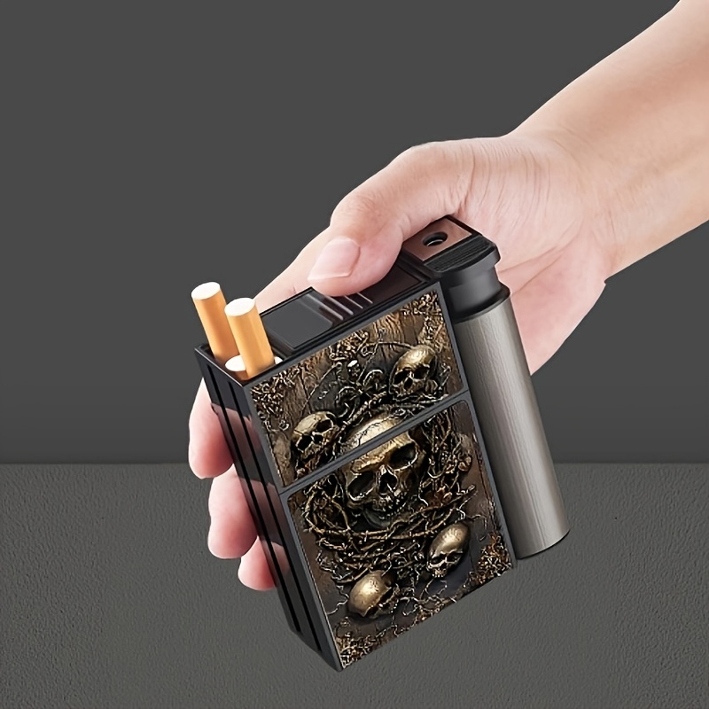 84mm cigarette golden skull portable automatic wire drawing metal cigarette
