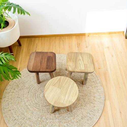 item picture classic solid wood round stool shoe changing home office use