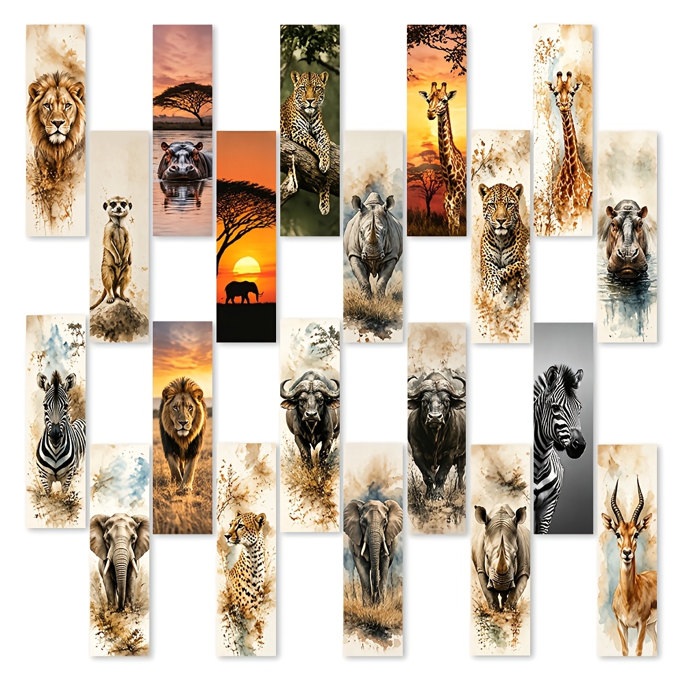 TEMU 20pcs African Animal Bookmarks & Page Markers Suitable For Book Lovers, Color-coded School Dividers With, Elephant, Giraffe, Designs - Low-cost