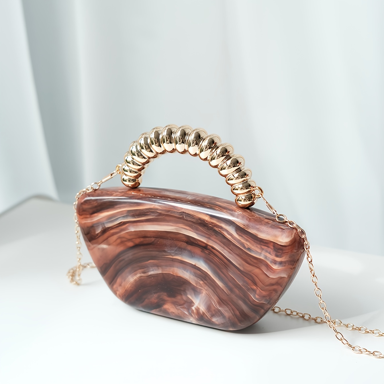 Women'S Vintage Evening Handbag - Elegant Party Purse with Magnetic Closure, Coffee Brown Formal event bag, Detachable Strap, Durable PVC Construction for Weddings, Galas, Everyday - Elegant Ladies Clutch, Wedding Accessory, Retro Fashion, Highquality Finish, Fashionable Clutch, Bridal Accessory