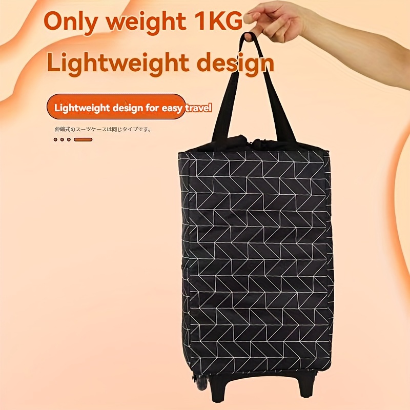 [Foldable Lightweight Trolley Shopping Cart] Multi-Functional Trolley Shopping Cart with Insulation Layer - Durable Metal Frame, Rolling Plastic Wheels, Foldable and Lightweight for Easy Travel, Drawstring Closure, Built-In Pockets, No Electricity Needed