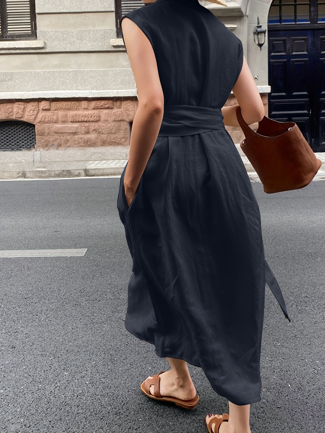 linen dress elegant pockets Linen Dress with Pockets main image 1