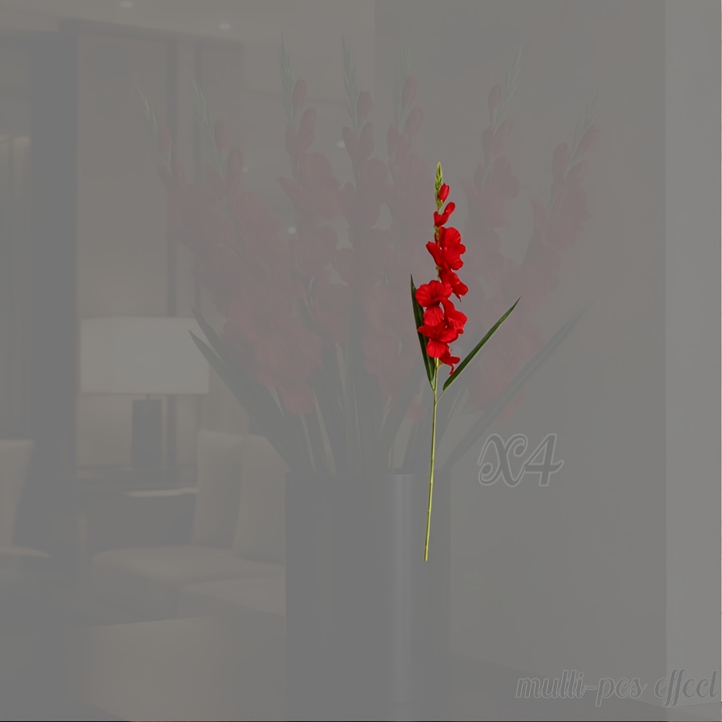 TEMU 4pcs 70cm Red Artificial Gladiolus Flowers, Living Room Dining Table Decorative Flowers For Festival, Valentine's Day, Christmas, Halloween,