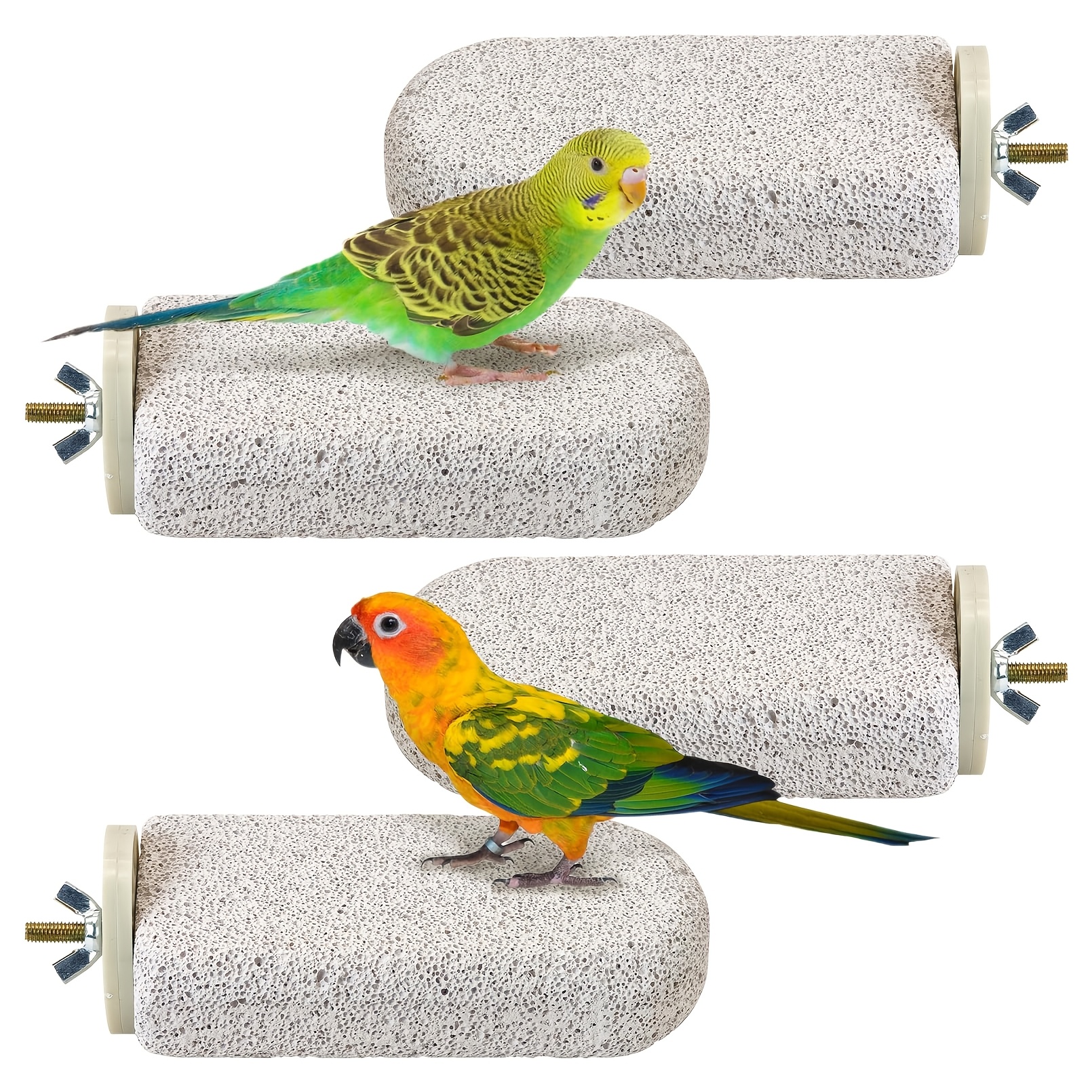 Image of 4pcs Bird Beak Grinding Stone Chewing Pumice Parrot Bird Stand Platform Cage Decoration For Parrots, , Conures, Lovebirds