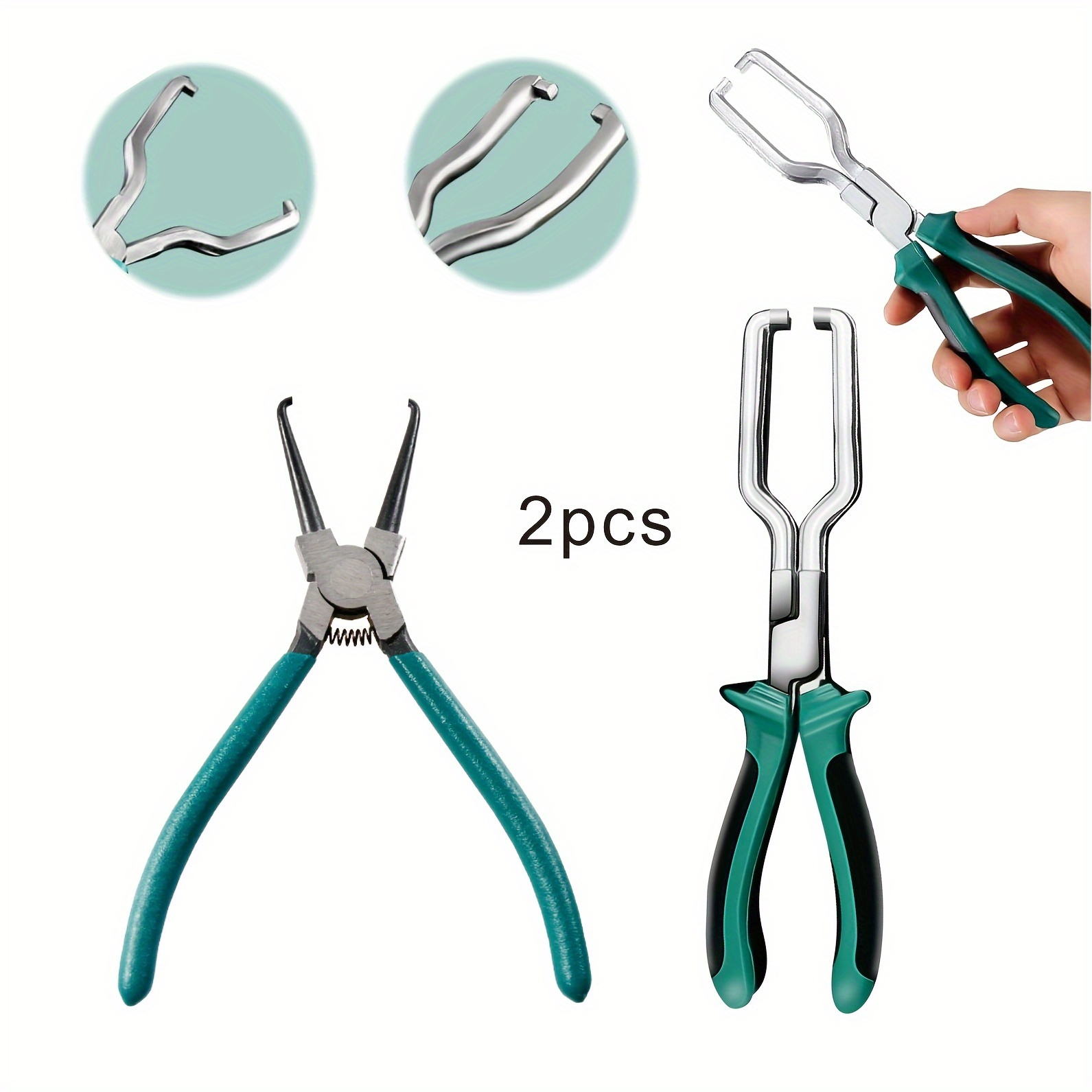 

2-piece Iron Electrical Disconnect Pliers Set - Fuel Line Clip Removal Tool, Automotive Electrical Connector Separator, Long Spark Plug Removal Pliers, Vehicle Fuel Pipe Clip Repair Tool