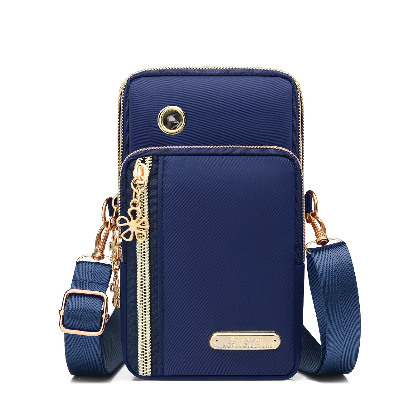 TEMU 1pc Women's Adjustable Crossbody Phone Pouch & Mini Handbag - Oxford Fabric Zipper Closure Shoulder Bag With Coin Purse Suitable For Outdoor,