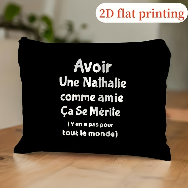 TEMU Pochette de rangement tendance avec impression 2D à plat, pour crayons et cosmétiques - un article de voyage indispensable pour femme, de