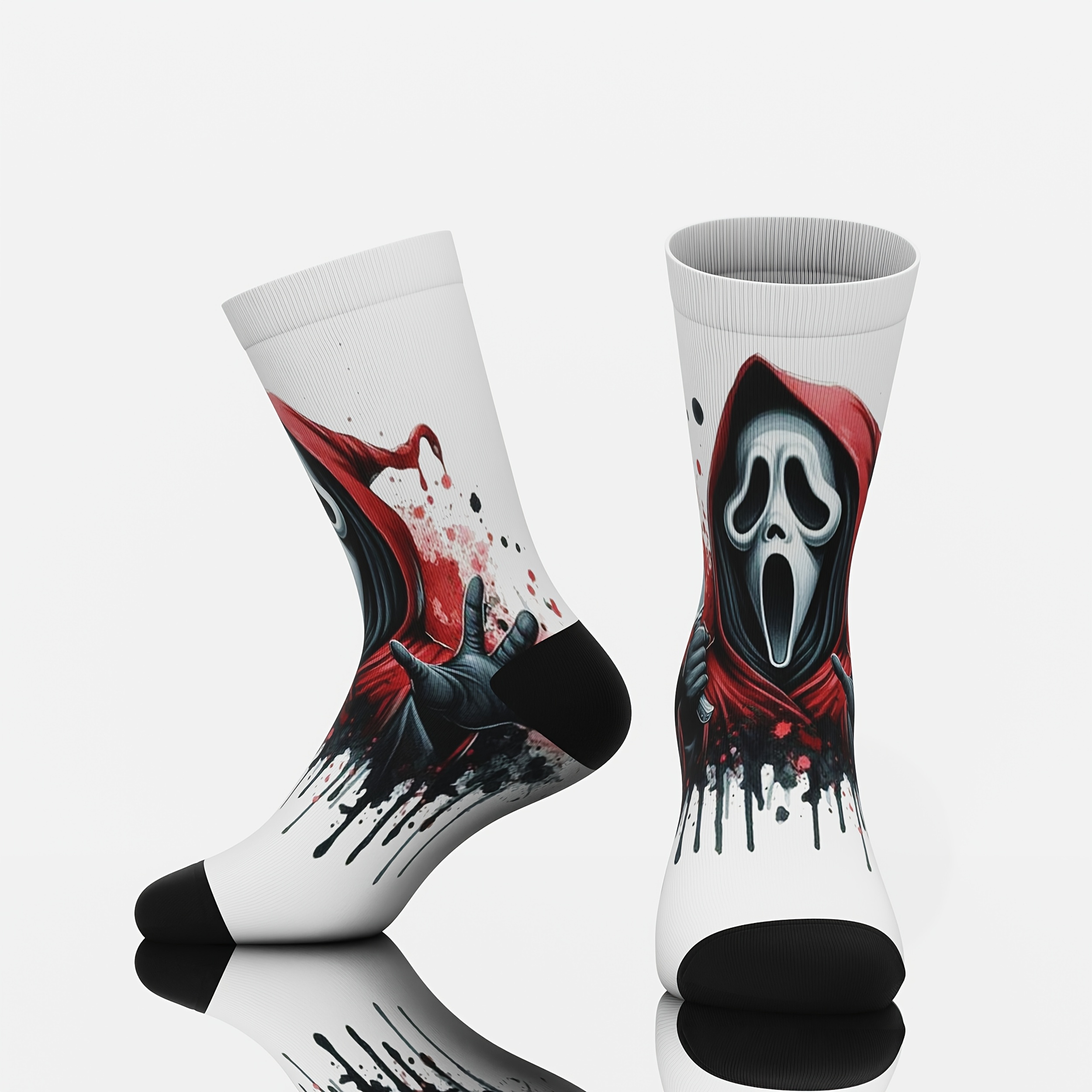 

1 Pair Art Crew Socks - Trendy & Comfortable Polyester-spandex , With 360° , Halloween & Casual Attire, Funny Socks